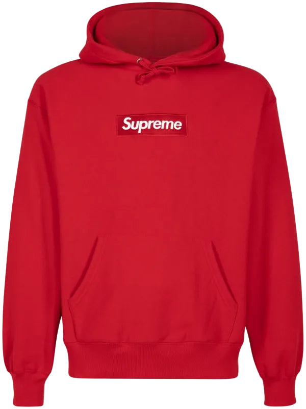 Red Supreme box logo hoodie
