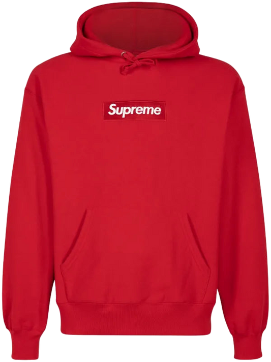 Red Supreme box logo hoodie